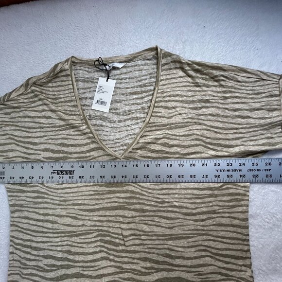 Yaya Womens Army Green Design Loose-Fit V-Neck Linen Top Large Lightweight New - Picture 7 of 8